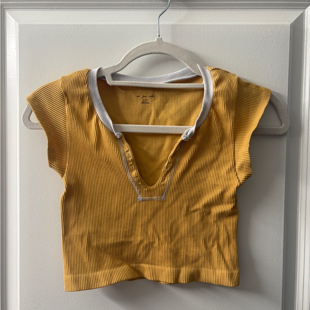 Urban Outfitters Yellow Ribbed Cropped Top